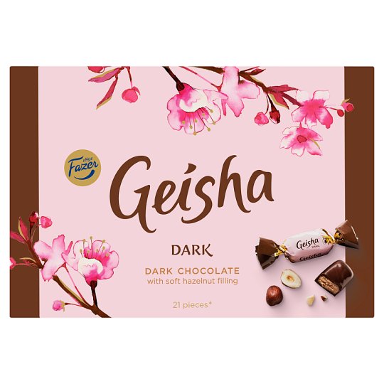 Fazer Geisha Hořké čokoládové bonbony s náplní z lískových oříšků a nugátu 150g