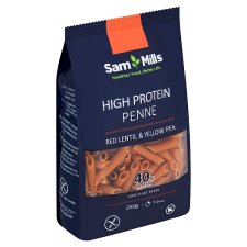 Sam Mills Penne těstoviny s vysokým obsahem proteinu z červené čočky a žlutého hrachu 250g