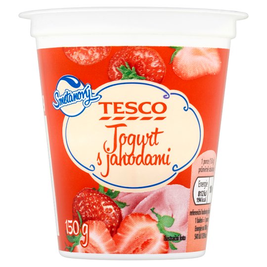 Tesco Smetanový jogurt s jahodami 150g