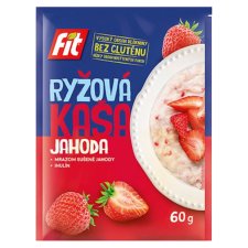 Fit Sypká směs z obilovin pro přípravu rýžové kaše s kousky jahod a s příchutí vanilky 60g