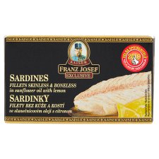 Franz Josef Kaiser Exclusive Sardines Fillets Skinless & Boneless in Sunflower Oil with Lemon 90g