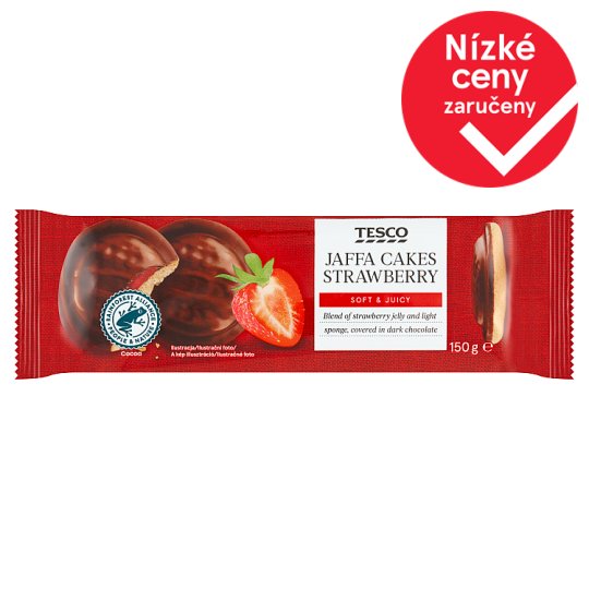 Tesco Jemné pečivo s jahodovým želé polomáčené v hořké čokoládě 150g