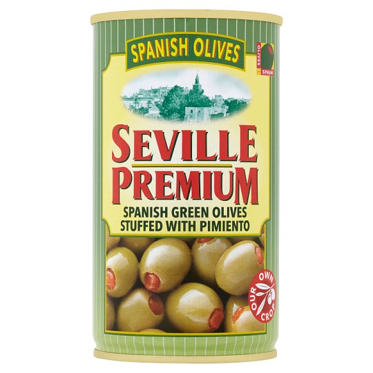 Seville Premium Zelené španělské olivy plněné paprikovou pastou 350g