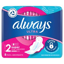 Always Ultra Sanitary Towels Long (Size 2) Wings 8 Pads