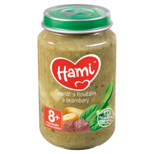 Hami masozeleninový příkrm Špenát s hovězím a brambory od uk. 8. měsíce 200g