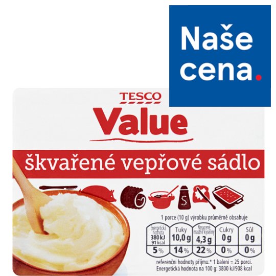 Tesco Value Škvařené vepřové sádlo 250g
