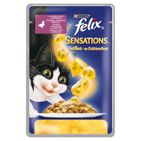 FELIX Sensations Jellies s kachnou v želé se špenátem 100g