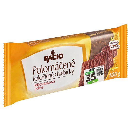 Racio Polomáčené kukuřičné chlebíčky s mléčnokakaovou polevou 100g