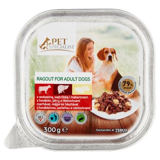 Tesco Pet Specialist Ragú s hovězím, játry a těstovinami 300g