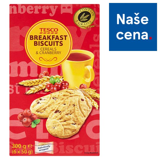 Tesco Sušenky se sušenými brusinkami 6 x 50g
