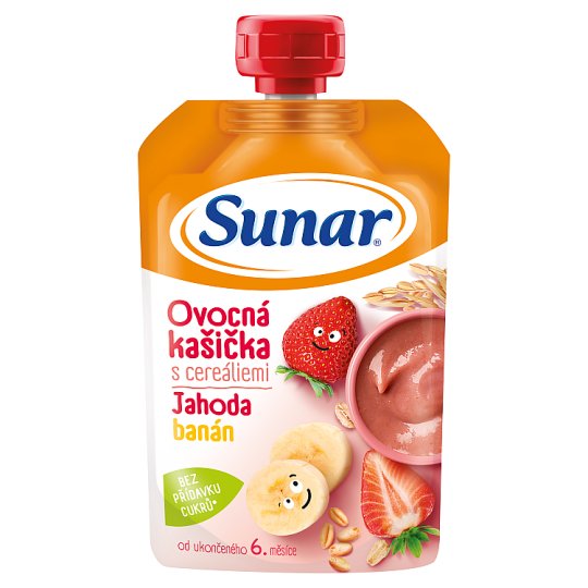 Sunárek Kašička s cereáliemi banány a jahodami 120g