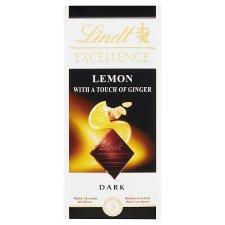 Lindt Excellence Hořká čokoláda s kousky mandlí, citronovou šťávou a příchutí zázvoru 100g