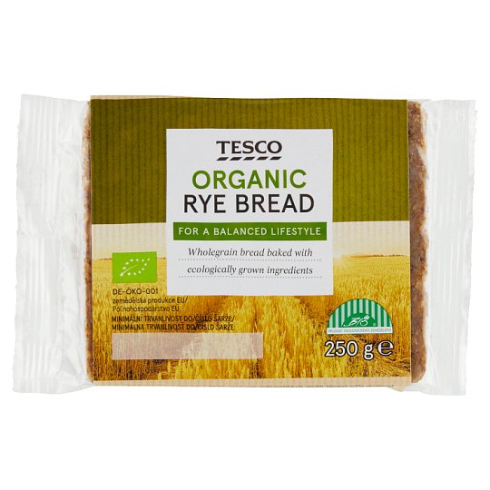 Tesco Organic Wholegrain Rye Bread 250g