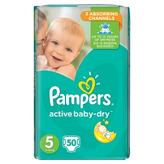 Pampers Active Baby-Dry Dětské Plenky Velikost 5 (Junior), 50 ks