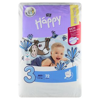 Happy Midi Dětské plenky "3" á 72 ks
