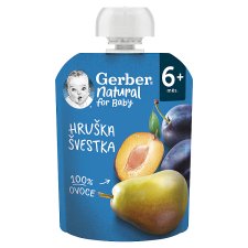 GERBER Natural kapsička hruška a švestka 90g