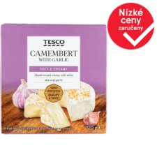 Tesco Měkký zrající plnotučný sýr s bílou plísní na povrchu s česnekem 120g