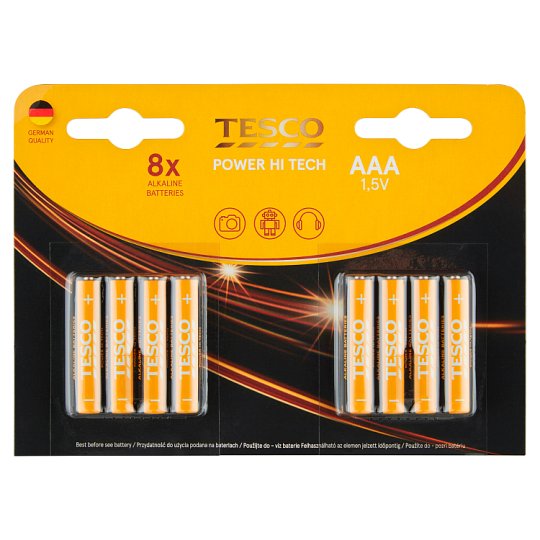 Tesco Power Hi Tech Alkaline Batteries AAA 8 pcs