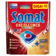 Somat Excellence Premium 5in1 Caps Automatic Dishwasher Capsules 65 pcs 1267.5g