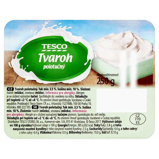 Tesco Tvaroh polotučný 250g