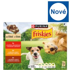 PURINA FRISKIES Adult výběr s hovězím, kuřetem a jehněčím ve šťávě 12 x 85g