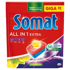 Somat All in 1 Extra Lemon & Lime Dishwasher Detergent 85 pcs 1411g