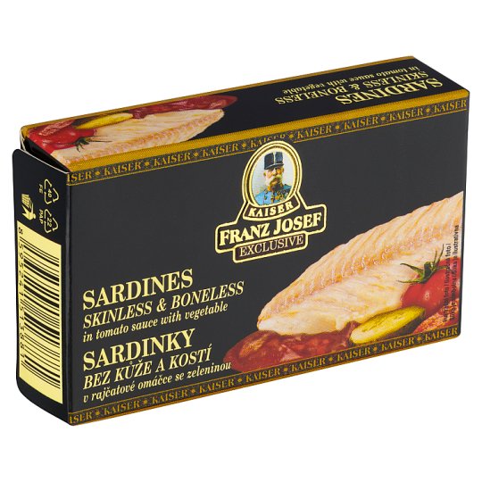 Kaiser Franz Josef Exclusive Sardinky filety v rajčatové omáčce se zeleninou 90g