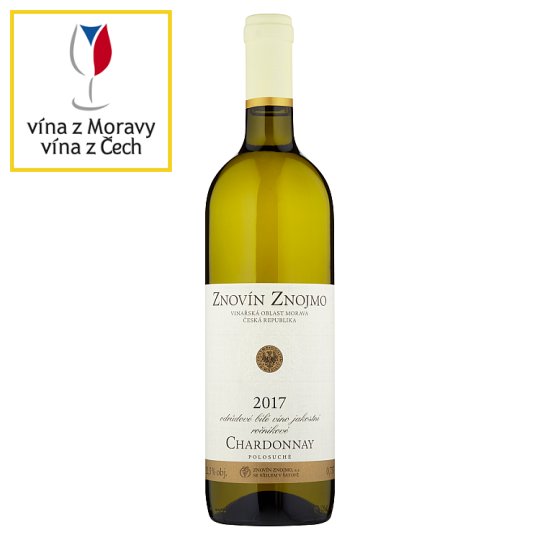 Znovín Znojmo Chardonnay odrůdové bílé víno jakostní ročníkové polosuché 0,75l