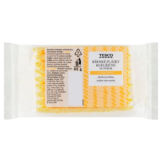 Tesco Křehké plátky kukuřičné se sýrem 65g