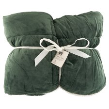 F&F Home Velvet Sherpa Forest Green Throw 120 x 180 cm