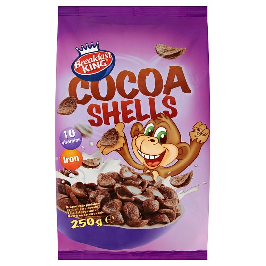 Breakfast King Obilné mušličky kakaové s vitaminy a železem 250g