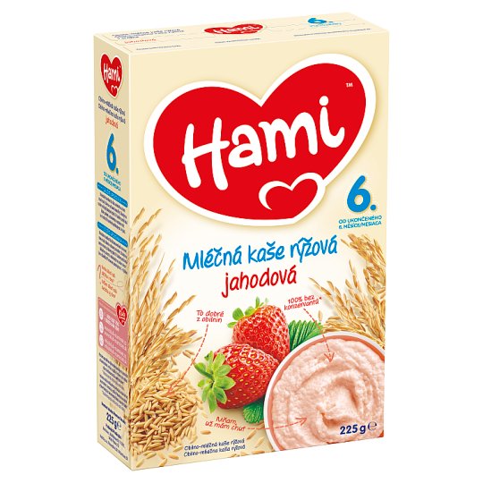 Hami mléčná kaše rýžová jahodová od uk. 6. měsíce 225g