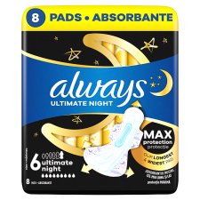 Always Sanitary Towels Ultimate Night (Size 6) Wings X8