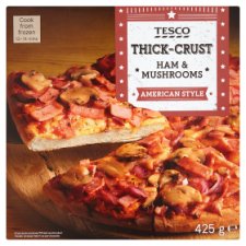 Tesco American Style Thick-Crust Ham & Mushrooms Pizza 425g