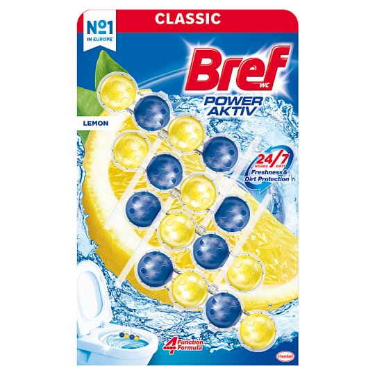 Bref Power Aktiv Juicy Lemon tuhý blok pro WC péči 4 x 50g