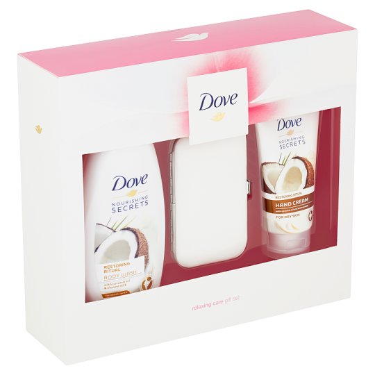 Dove Relax vánoční balíček krém na ruce + sprchový gel + manikúra