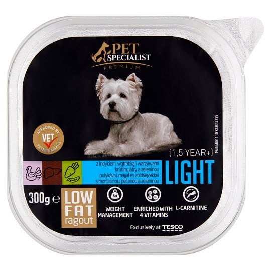 Tesco Pet Specialist Premium Light ragú s krůtím, játry a zeleninou 300g