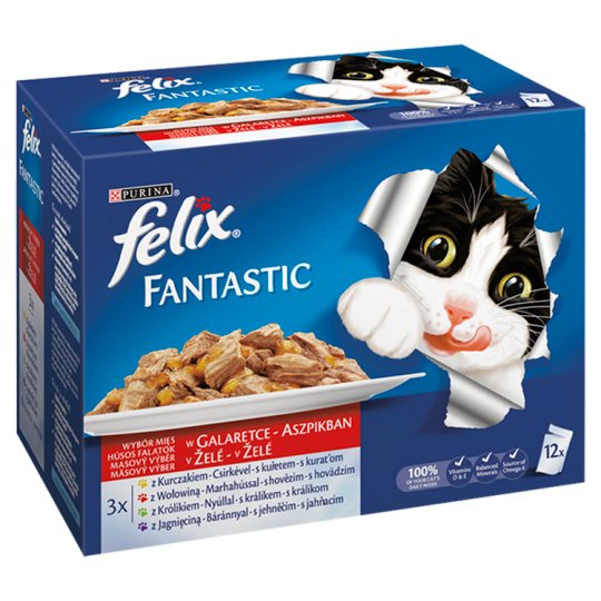 FELIX Fantastic lahodný výběr s kuřetem, s hovězím, s králíkem, s jehněčím 12 x 100g