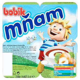 Bobík Mňam mléčno-smetanový dezert s bílou čokoládou a lískovými oříšky 4 x 62,5g