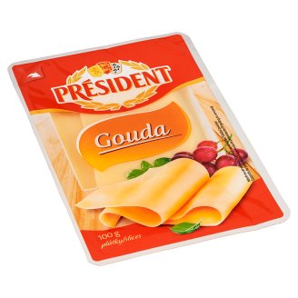 Président Gouda plátkový polotvrdý sýr 100g