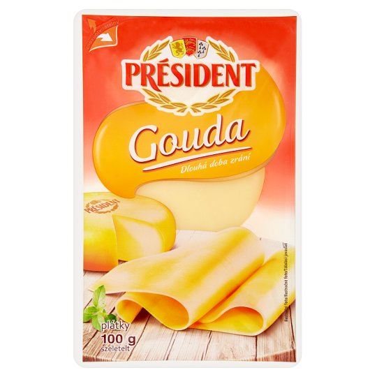 Président Gouda plátkový polotvrdý sýr 100g