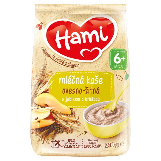 Hami mléčná kaše ovesno-žitná s jablkem a hruškou od ukončeného 6. měsíce 210g