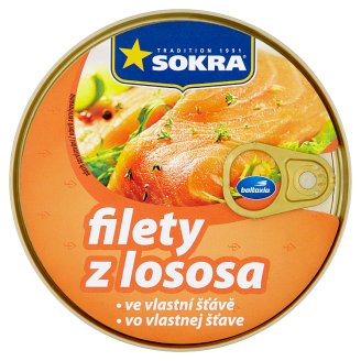 Sokra Filety z lososa ve vlastní šťávě 200g