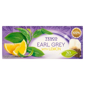 Tesco Earl Grey černý čaj s příchutí citronu 20 x 1,75g