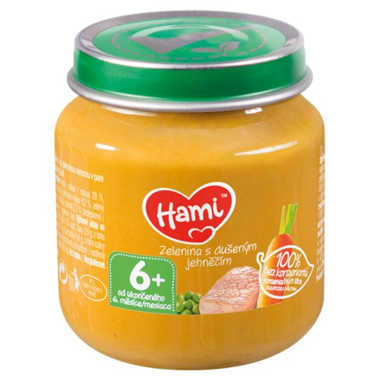 Hami masozeleninový příkrm Zelenina s dušeným jehněčím od uk. 6. měsíce 125g