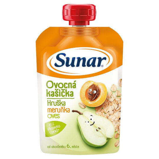 Sunar Ovocná kašička hruška, meruňka, ovesné vločky 120g