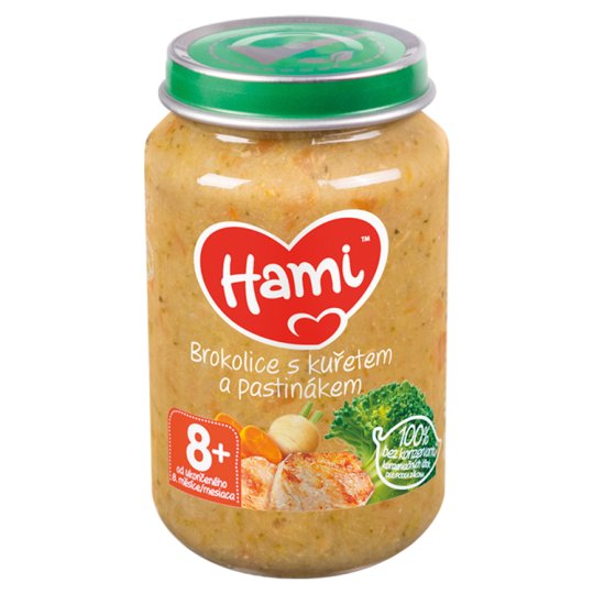 Hami masozeleninový příkrm Brokolice s kuřetem a pastinákem od uk. 8. měsíce 200g
