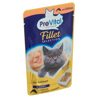 PreVital Naturel Kompletní krmivo pro dospělé kočky s lososem v omáčce 85g