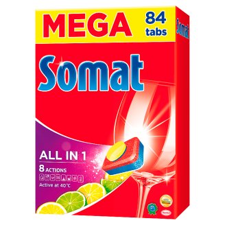 Somat All in 1 Lemon & Lime prostředek na automatické mytí nádobí 84 tablet 1512g