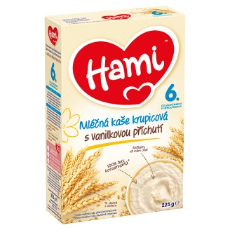 Hami mléčná kaše krupicová s vanilkovou příchutí od uk. 6. měsíce 225g